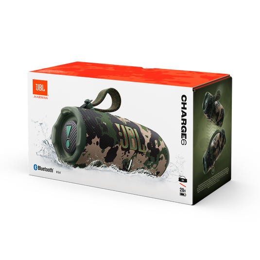 JBL Charge 6 - مكبر صوت محمول مقاوم للماء والسقوط بتقنية البلوتوث مع بنك طاقة مدمج، واتصال متعدد السماعات عبر Auracast، ووقت تشغيل يصل إلى 28 ساعة، وشحن سريع، وصوت قوي - Squad