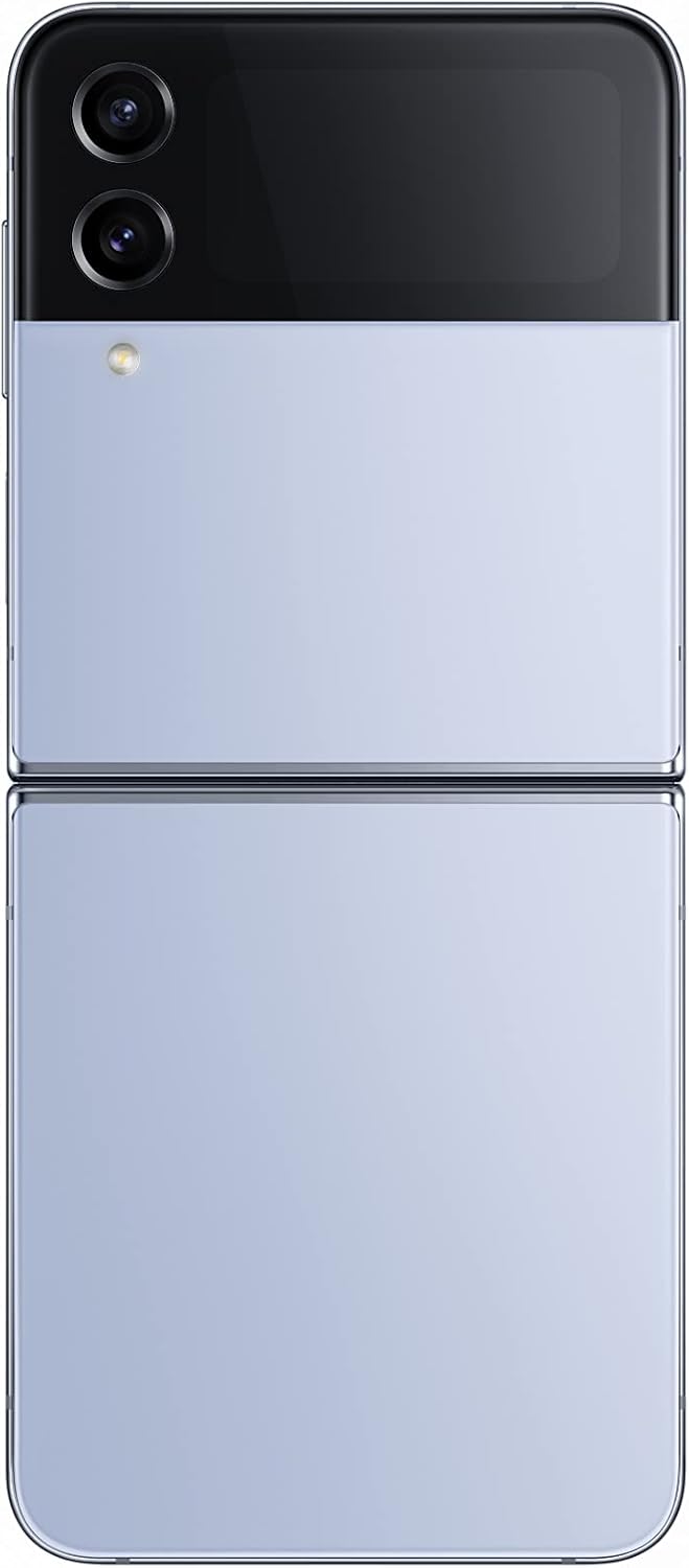 هاتف ذكي Samsung Galaxy Z Flip4 ثنائي الشريحة بذاكرة 512 جيجابايت وذاكرة وصول عشوائي (RAM) سعة 8 جيجابايت (GSM فقط | لا يدعم CDMA) مفتوح من المصنع يدعم تقنية 5G (أزرق) - إصدار دولي