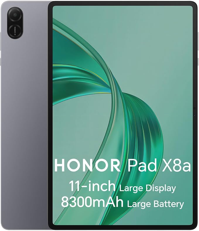 تابلت HONOR Pad X8a، ذاكرة 128 جيجابايت (قابلة للتوسيع حتى 1 تيرابايت)، بطارية 8300 مللي أمبير/ساعة، شاشة 11 بوصة 90 هرتز مع حماية، كوالكوم SD 680، واي فاي/جي بي إس/أندرويد 14، رمادي