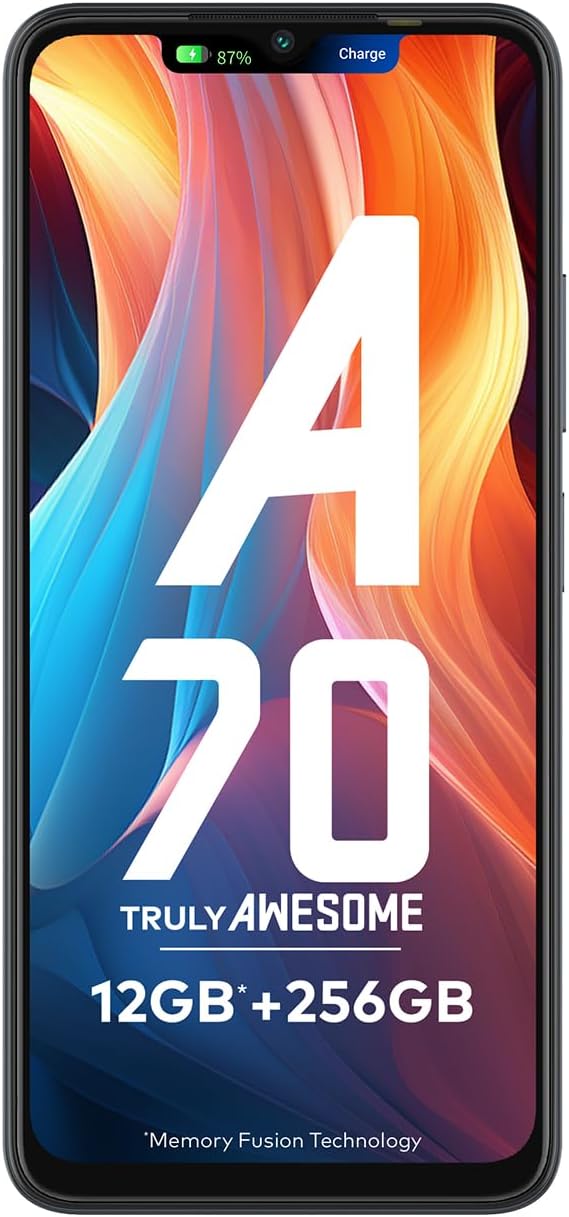 itel A70 (4GB RAM, 256GB ROM) upto 12GB RAM with Memory Fusion | 13MP Dual Rear Camera & 8MP Front Camera | 5000mAh with Type-C | Dynamic Bar | Side Fingerprint | Octa-Core Processor | Starlish Black