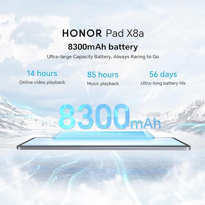 تابلت HONOR Pad X8a، ذاكرة 128 جيجابايت (قابلة للتوسيع حتى 1 تيرابايت)، بطارية 8300 مللي أمبير/ساعة، شاشة 11 بوصة 90 هرتز مع حماية، كوالكوم SD 680، واي فاي/جي بي إس/أندرويد 14، رمادي
