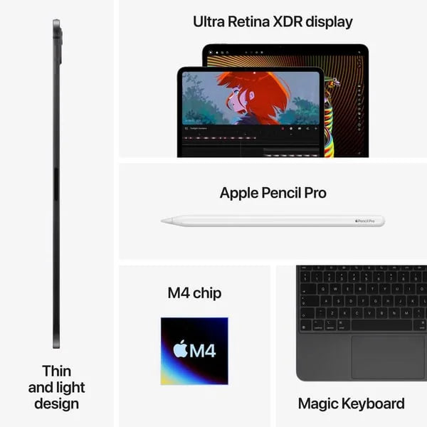 Apple iPad Pro M4 11-inch, 256GB, Space Black, Wi‑Fi + Cellular, Nano-Texture Glass