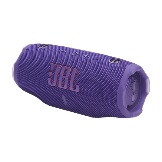 JBL Charge 6 - سماعة بلوتوث محمولة مقاومة للماء والسقوط مع بنك طاقة مدمج، واتصال متعدد السماعات عبر Auracast، ووقت تشغيل يصل إلى 28 ساعة، وشحن سريع، وصوت قوي - أرجواني