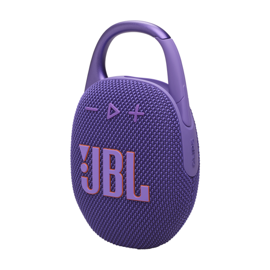 مكبر صوت JBL Clip 5 المقاوم للماء بتقنية البلوتوث - محمول للغاية، مدة تشغيل تصل إلى 12 ساعة، يدعم تقنية AURACAST (اتصال متعدد السماعات)، JBLCLIP5PUR، أرجواني