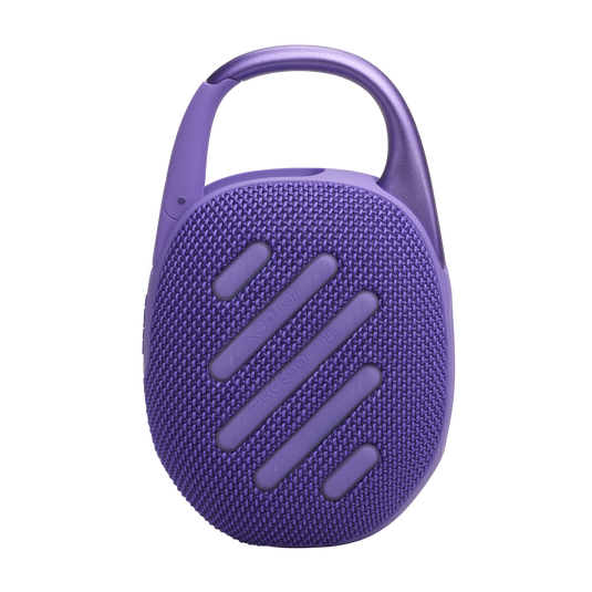 مكبر صوت JBL Clip 5 المقاوم للماء بتقنية البلوتوث - محمول للغاية، مدة تشغيل تصل إلى 12 ساعة، يدعم تقنية AURACAST (اتصال متعدد السماعات)، JBLCLIP5PUR، أرجواني