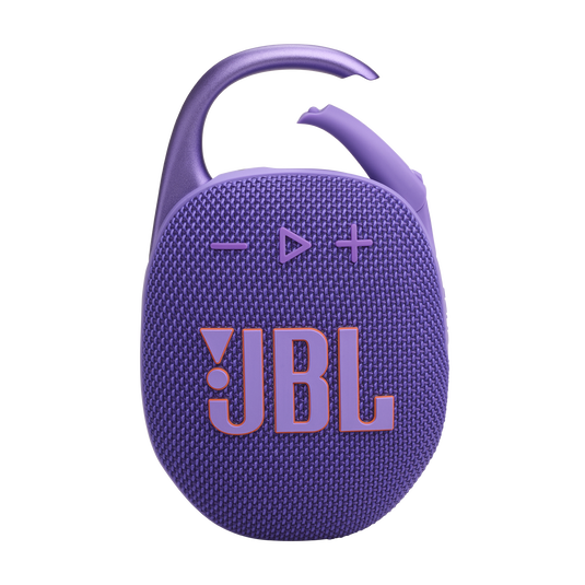 مكبر صوت JBL Clip 5 المقاوم للماء بتقنية البلوتوث - محمول للغاية، مدة تشغيل تصل إلى 12 ساعة، يدعم تقنية AURACAST (اتصال متعدد السماعات)، JBLCLIP5PUR، أرجواني