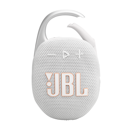 مكبر صوت JBL Clip 5 المقاوم للماء بتقنية البلوتوث - محمول للغاية، وقت تشغيل يصل إلى 12 ساعة، AURACAST (اتصال متعدد السماعات)، JBLCLIP5، أبيض