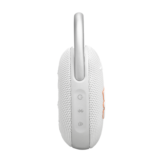 مكبر صوت JBL Clip 5 المقاوم للماء بتقنية البلوتوث - محمول للغاية، وقت تشغيل يصل إلى 12 ساعة، AURACAST (اتصال متعدد السماعات)، JBLCLIP5، أبيض