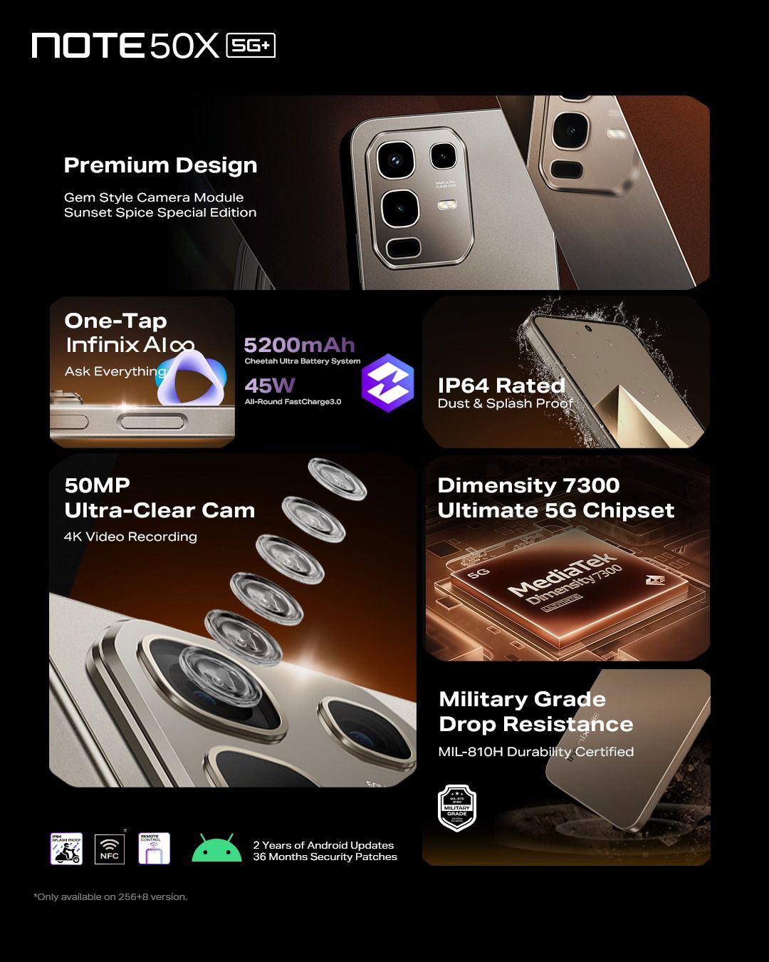 Infinix Note 50 X Dual SIM Titanium Grey 16GB (8+8) RAM 256GB 5G - Middle East Version