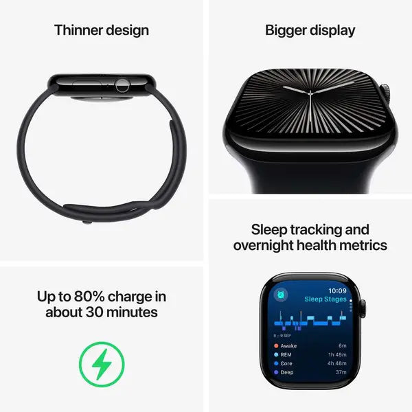 Apple Watch Series 10 GPS 46mm Jet Black Aluminum Case with Ink Sport Loop