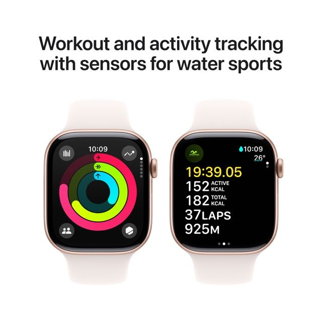 Apple Watch Series 10 GPS 42mm – Rose Gold Aluminum Case with Light Blush Sport Band (S/M)