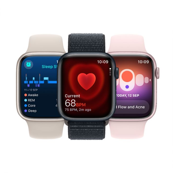 Apple Watch Series 9, 41mm, Black Stainless Steel Case, with Milanese Loop Band, Cellular Model.