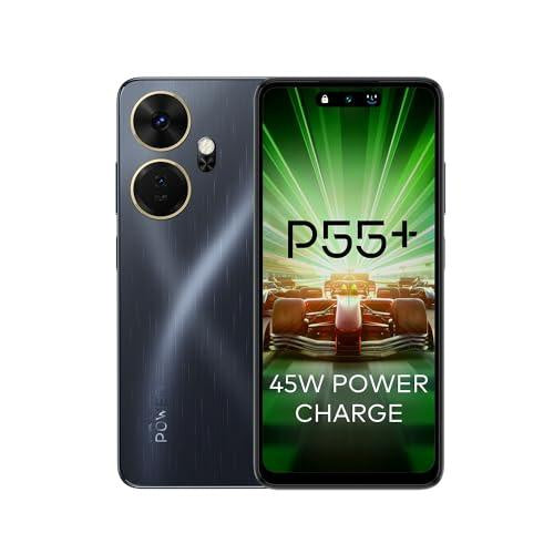 itel P55+ 4G | Upto 16GB RAM with Memory Fusion & 256GB ROM| 50MP AI Dual Rear Camera & 8MP Front Camera| 45W Charger with 5000 mAh Battery | Dynamic Bar|UFS 2.2| Meteor Black