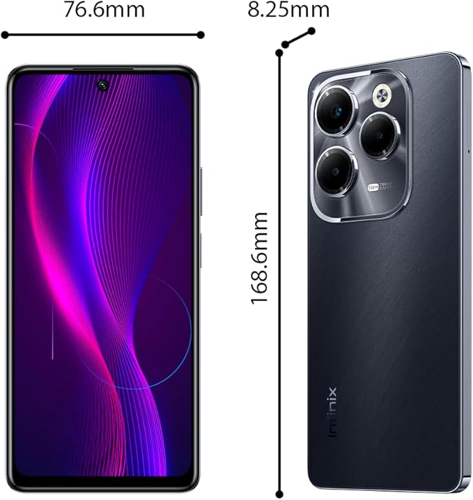 هاتف INFINIX HOT 40 Pro سعة 256 جيجابايت وذاكرة وصول عشوائي (RAM) سعة 8 جيجابايت (4G) الإصدار الدولي (أسود ستارليت)