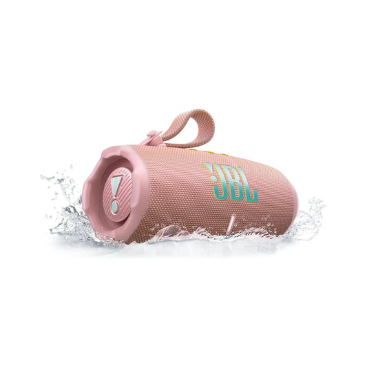 JBL Charge 6 - مكبر صوت محمول مقاوم للماء والسقوط مزود بخاصية البلوتوث مع بنك طاقة مدمج، واتصال متعدد السماعات عبر Auracast، ومدة تشغيل تصل إلى 28 ساعة، وشحن سريع، وصوت قوي - وردي