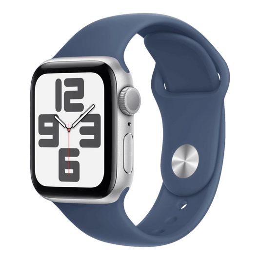 Apple Watch SE (2nd Gen), 44mm, GPS-only, Silver Case,Storm Denim Sport Band