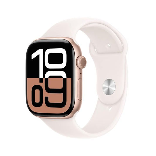 Apple Watch Series 10 GPS 46mm – Rose Gold Aluminum Case with Light Blush Sport Band (S/M)
