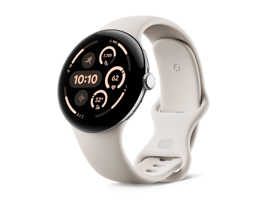 Google Pixel Watch 3 (45mm) - Android Smartwatch with Heart Rate Tracking, Advanced Running from Fitbit, Fitness Insights, 24-Hour Battery - Polished Silver Aluminium Case - Porcelain Band - Wi-Fi