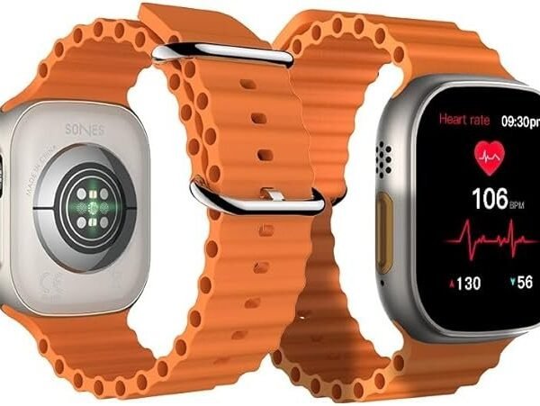 Itel Smart Watch 2 Ultra 2.0'' HD IPS Display Smartwatch with Bluetooth Calling, 100+ Watch Faces, Upto 30 Days Battery, 100 Sports Mode, IP68 Water Resistant, Heart Rate Monitoring and SpO2 Gold Orange