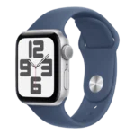 Apple Watch SE (2nd Gen), 44mm, GPS-only, Silver Case,Storm Denim Sport Band - Image 2