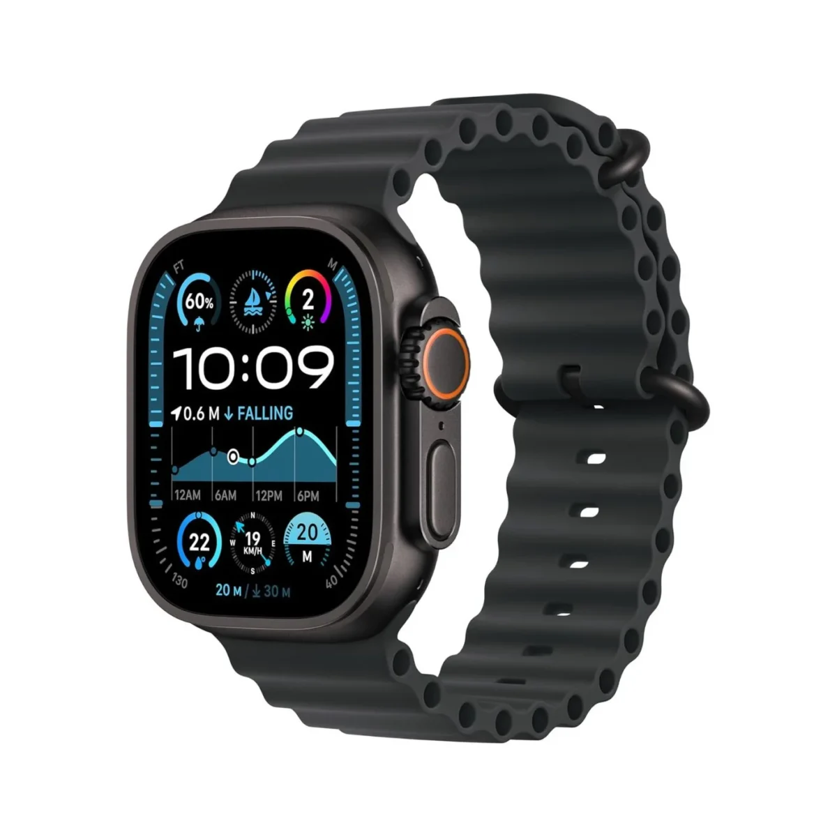 Apple Watch Ultra 2 GPS + Cellular 49mm Black Titanium Case with Black Ocean Band - Image 2