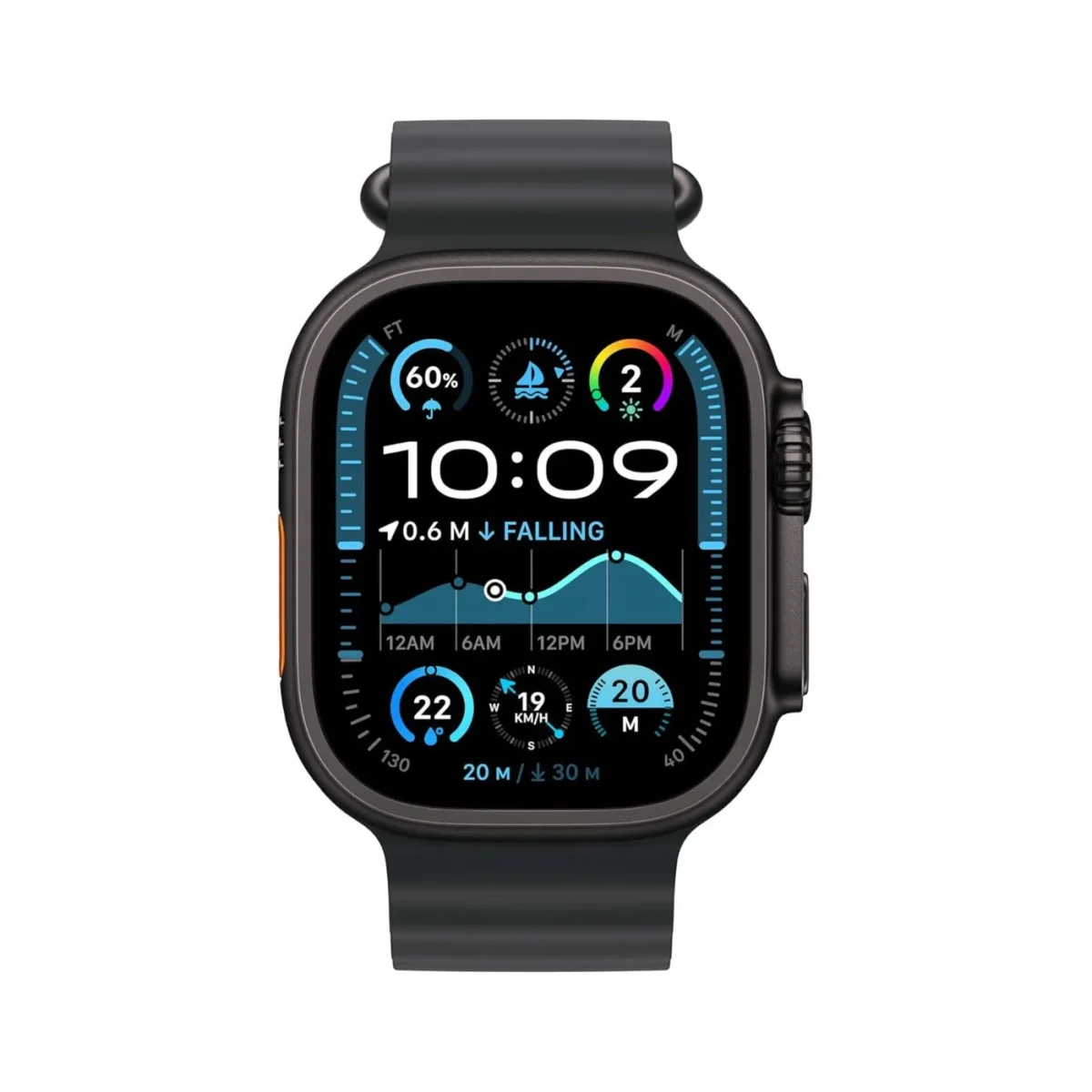 Apple Watch Ultra 2 GPS + Cellular 49mm Black Titanium Case with Black Ocean Band - Image 1