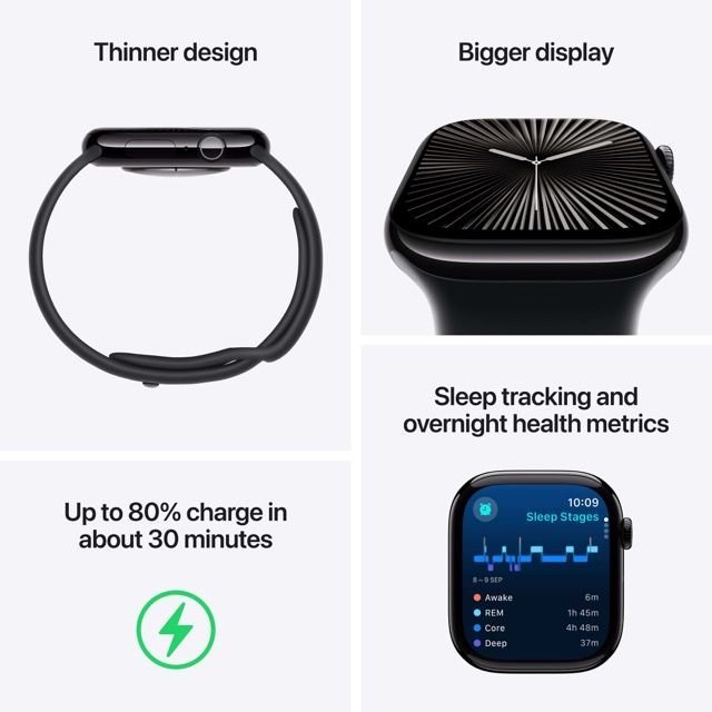 Apple Watch Series 10 GPS 42mm – Rose Gold Aluminum Case with Light Blush Sport Band (S/M) - Image 3