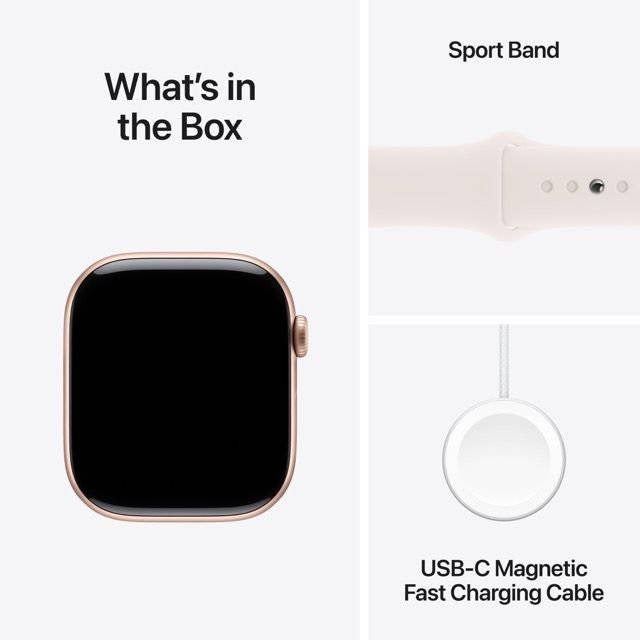 Apple Watch Series 10 GPS 42mm – Rose Gold Aluminum Case with Light Blush Sport Band (S/M) - Image 9