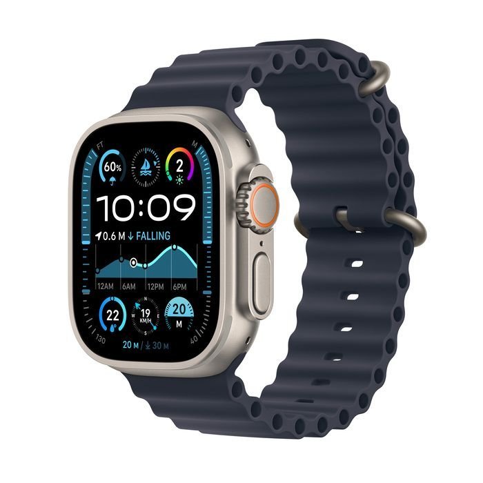 Apple Watch Ultra 2 GPS + Cellular 49mm Natural Titanium Case with Navy Ocean Band - Image 1