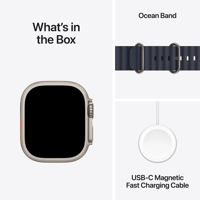 Apple Watch Ultra 2 GPS + Cellular 49mm Natural Titanium Case with Navy Ocean Band - Image 8