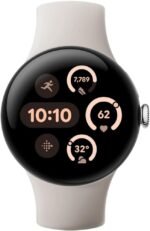Google Pixel Watch 3 (41mm) - Android Smartwatch with Heart Rate Tracking, Advanced Running from Fitbit, Fitness Insights, 24-Hour Battery - Polished Silver Aluminium Case - Porcelain Band - Wi-Fi