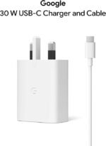 Google Pixel 30W USB-C Charger with 1m Cable – Fast Charging for Phones & USB-C Devices, White