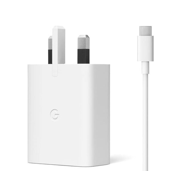Google Pixel 30W USB-C Charger with 1m Cable – Fast Charging for Phones & USB-C Devices, White