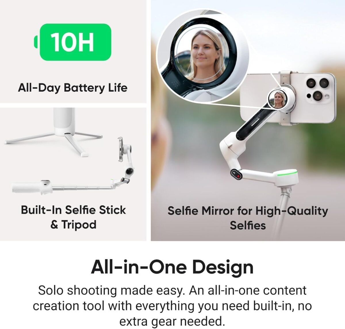 Insta360 Flow 2 Pro (Stone Grey) – Foldable AI Phone Gimbal with 360° Pan Tracking, Built-in Tripod & Selfie Stick, Multi-Person Auto Tracking, Compatible with iPhone & Android - Image 6