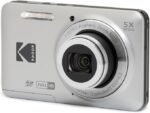 KODAK PIXPRO FZ55-GRY 16MP Digital Camera – 5X Optical Zoom, 28mm Wide Angle Lens, 1080p Full HD Video, 2.7" LCD Screen, Vlogging Camera (Gray)