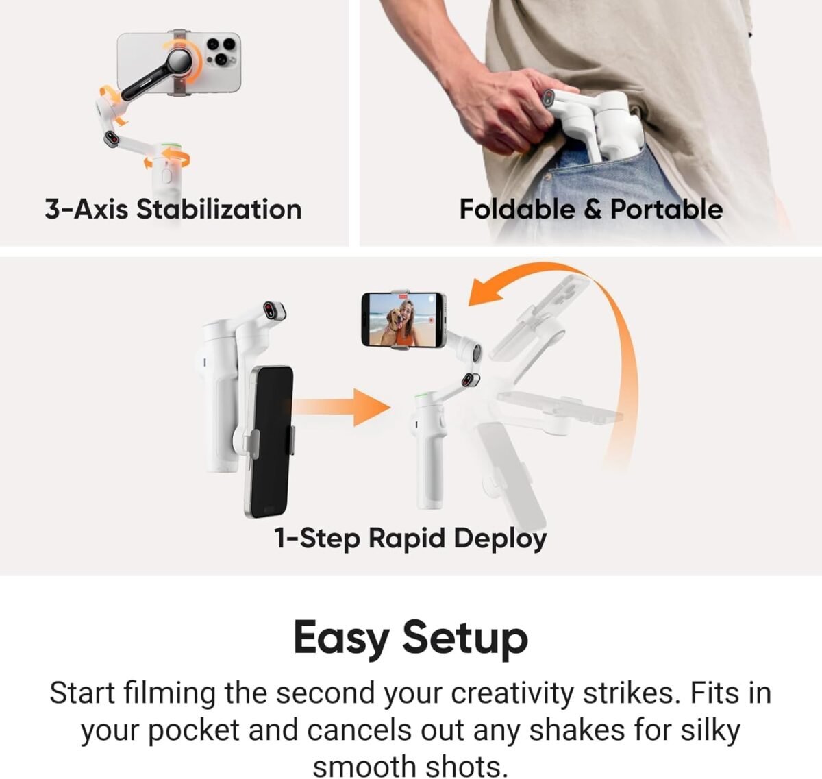 Insta360 Flow 2 Pro (Stone Grey) – Foldable AI Phone Gimbal with 360° Pan Tracking, Built-in Tripod & Selfie Stick, Multi-Person Auto Tracking, Compatible with iPhone & Android - Image 9