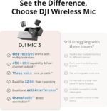 DJI Mic 3 (2 TX + 1 RX + Charging Case) – Wireless Microphone System for iPhone, Android & Camera | 28-Hour Battery, Adaptive Gain, Noise Cancellation, Dual-Band Anti-Interference - Image 7