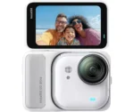 Insta360 GO Ultra Standard Bundle – 4K Tiny Action Camera, Low-Light Video, 10m Waterproof, Wide-Angle, Flip Screen, FlowState Stabilization, Magnet Pendant & Clip for Travel Vlogging – White
